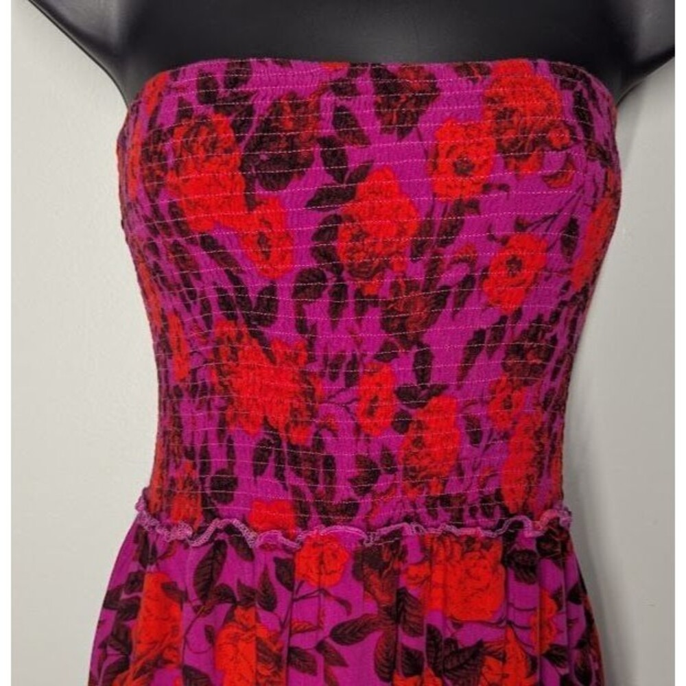 Abel the Label Strapless Floral Maxi Dress in Fuchsia and Red - Picture 2 of 5